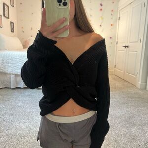 Love Tree Black Off-Shoulder Sweater